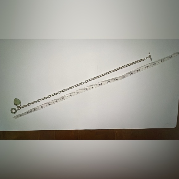 Bold Rolo Link Toggle Clasp Heart Pendant Charm Necklace Vintage Silver - Picture 7 of 9